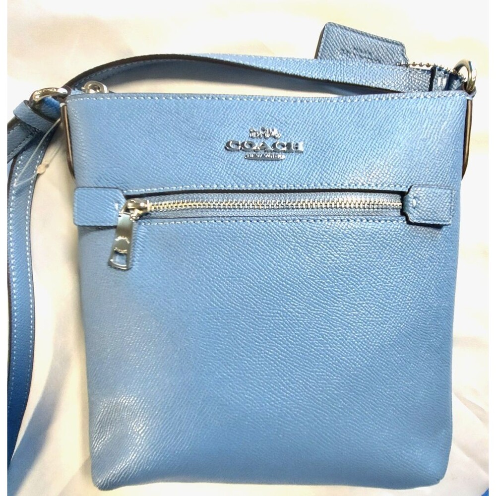 Coach Mini Rowan File Bag Blue Crossgrain Leather Crossbody CE871 NWOT - Picture 4 of 9